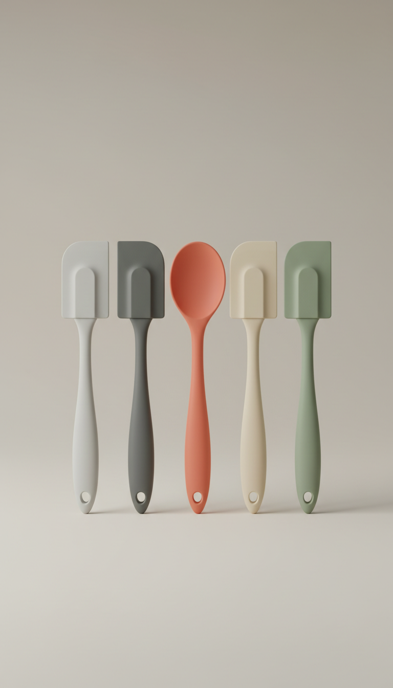Silicone spatula set with flexible edges